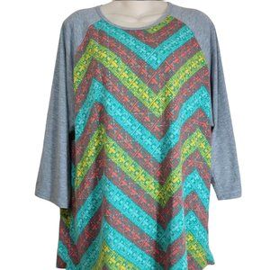 LuLaRoe Top Plus Size 3X Colorful Chevron Striped Tee T Shirt